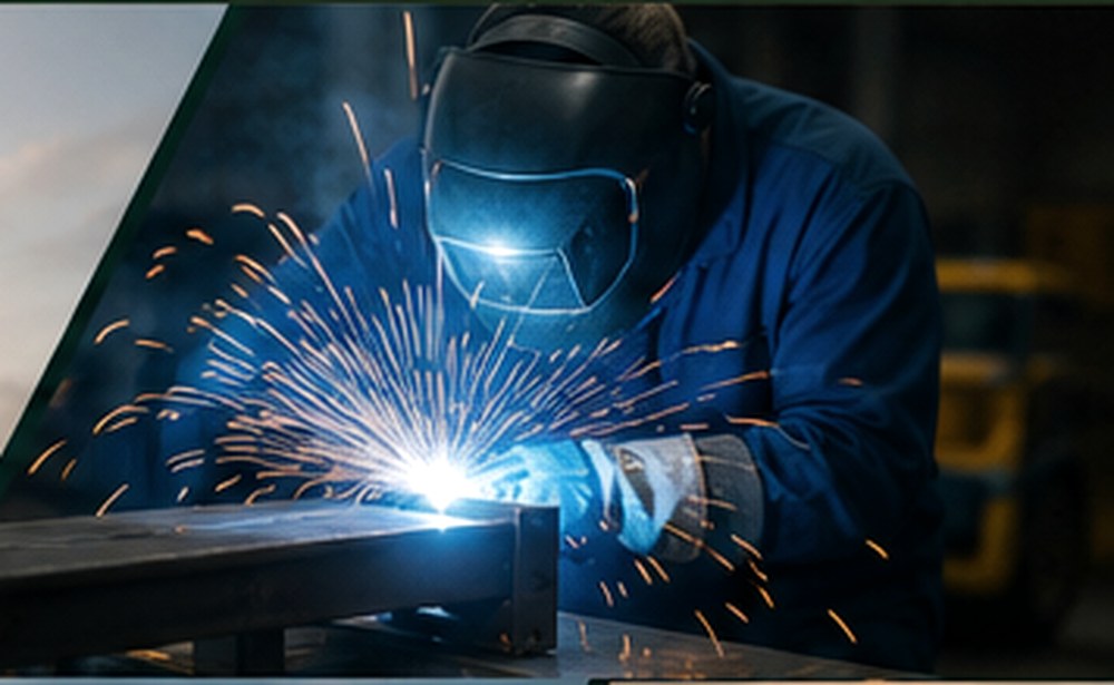 Qualified welder working in a fabrication facility